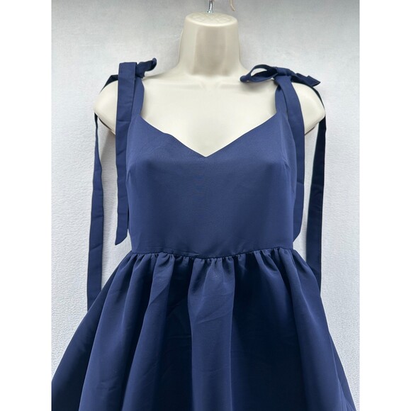 Sachin & Babi Elanor Dress Size 2 Navy Bow Tie Straps Taffeta Formal Evening - Picture 5 of 14